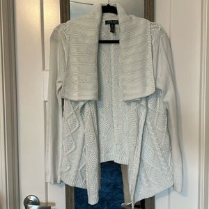 Ralph Lauren white knit cotton cardigan sweater size medium (petite)!
